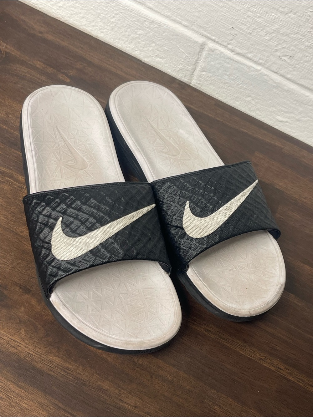 Nike Black Slide Sandals with White Swoosh women’s size 11